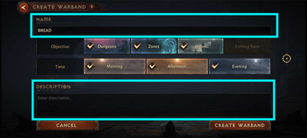 Diablo Immortal - Name and Describe the Warband