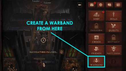 Diablo Immortal - Create a Warband from the Menu