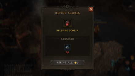 Diablo Immortal - Refine Scoria Window