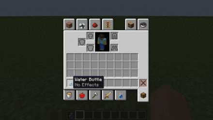 Water Bottle on Dirt to Make Mud - Minecraft