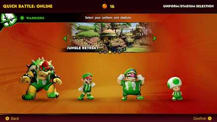 You can choose the stadium after choosing your uniform colors