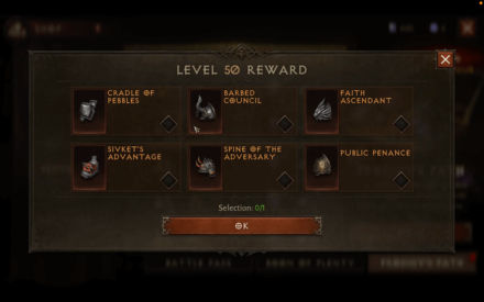 Crusader Level 50 Legendary Rewards