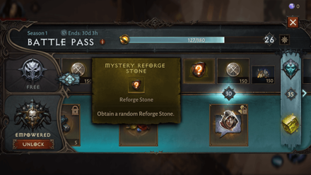 Diablo Immortal Reforge Stones - Battle Pass