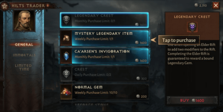 Diablo Immortal - Hilts Trader