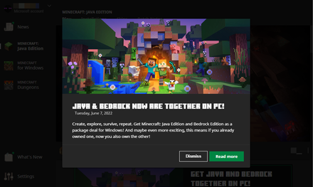 Minecraft Java and Bedrock Merge on PC