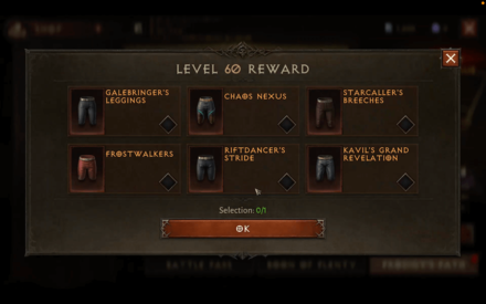 Wizard Level 60 Legendary Rewards