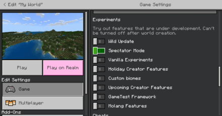 Minecraft Experimental Spectator Mode