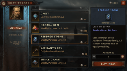 Diablo Immortal - Purchase from the Hilts Trader