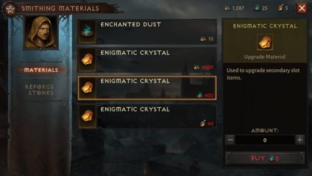 Diablo Immortal - Purchase Enigmatic Crystals Using Enchanted Dust