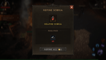 Diablo Immortal - Refine Scoria into Hellfire Scoria