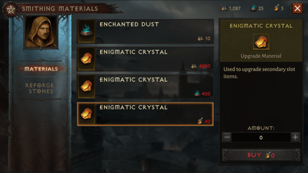 Diablo Immortal - Purchase Enigmatic Crystals Using Glowing Shards