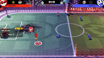Mario Strikers Red Shell Take Down Approaching Enemies