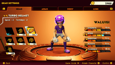 Mario Strikers Buying Gear