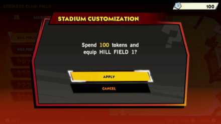 Mario Strikers Pay 100 Tokens to Equip Stadium Upgrade