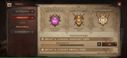 Conquests Player vs Player Tab