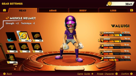 Mario Strikers Battle League - Select which gear