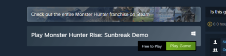 MH Rise Sunbreak - Play Game button