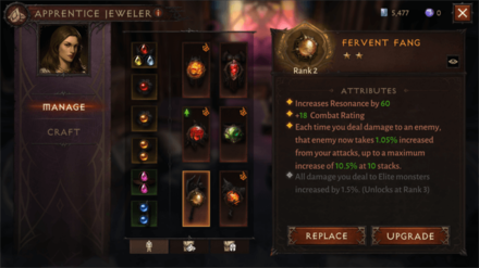 Diablo Immortal - Jeweler Manage Screen