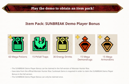 MH Rise Sunbreak - Free Items from the Demo