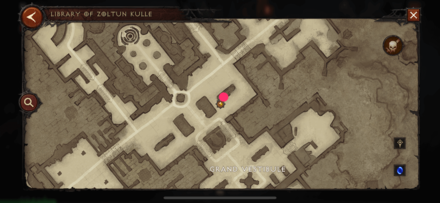 Archive of Secrets Entrance Bookshelf Right Lost Page Map View