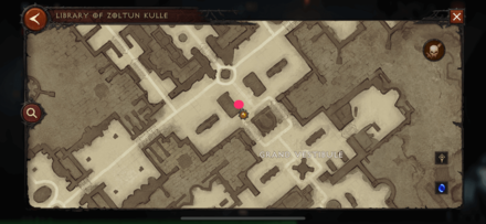 Archive of Secrets Entrance Bookshelf Center Lost Page Map View