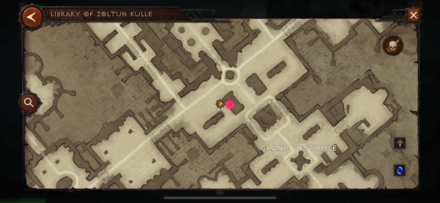 Archive of Secrets Entrance Bookshelf Left Lost Page Map View