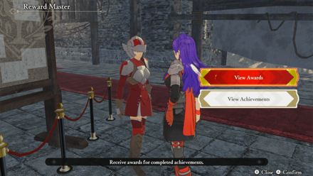 Fire Emblem Warrriors Three Hopes - Talk to the Reward Master to View Awards.png