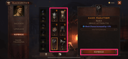 Select Attribute and Reforge Stone