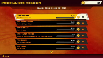 Mario Strikers List of Season Achievements