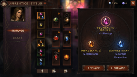 Diablo Immortal - Upgrade Normal Gems at the Apprentice Jeweler