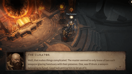 Speak to the Curator after Exiting Destruction