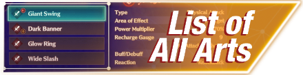 Xenoblade Chronicles 3 List of All Arts