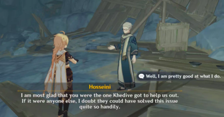 Genshin - Environs Log Quest - Report back to Hosseini