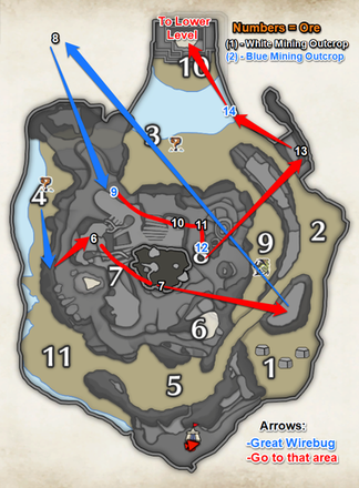 MHRise Sunbreak - Upper level ore mining path
