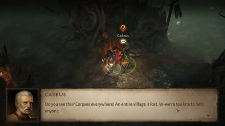 Among the Bodies - Speak to Caedus outside the Abandoned Village