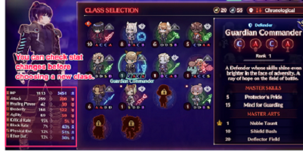 Change classes to change stats