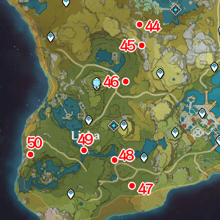 Genshin - Liyue Ley Line Outcrops Map - Lisha