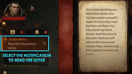 To the Arena - Read the Mysterious Letter