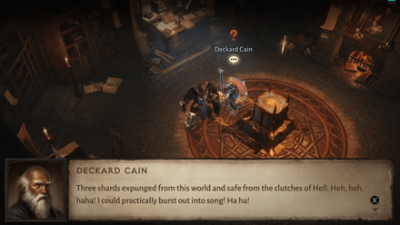 Fragments of the Past - Speak to Deckard Cain after Destroying the Shards