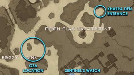 Map Location of Oza and the Khazra Den