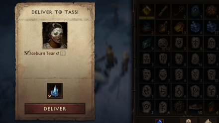 Deliver Iceburn Tear to Tassi