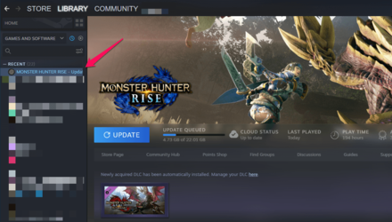 MH Rise Sunbreak - Select MH Rise in Steam Library