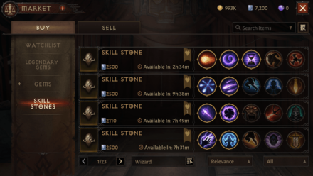 Diablo Immortal - Sell Skill Stones at the Marketplace