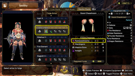 MH Rise Sunbreak - Rainbowshrooms used in crafting Grand Chaos Armor