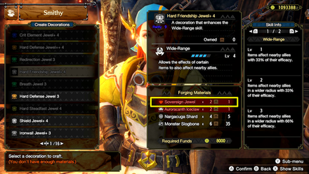 MH Rise Sunbreak - Sovereign Jewel Crafting Requirement