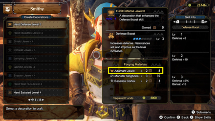 MH Rise Sunbreak - Adamant Jewel Crafting Requirement