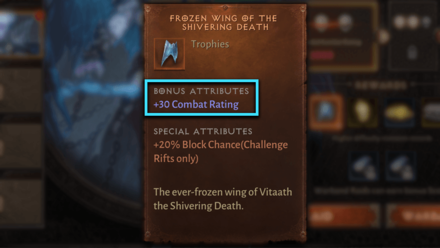 Diablo Immortal Vitaath - Frozen Wing of the Shivering Death Bonus Attributes