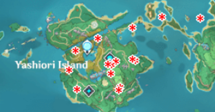 Genshin - Slime Locations - Inazuma Yashiori Island
