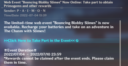 Genshin - Join the Slime Web Event