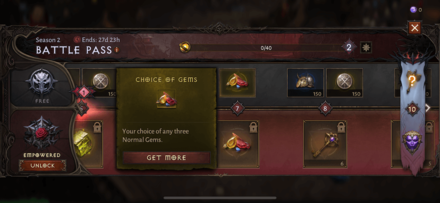 Battle Pass Season 2 Choice of Gems